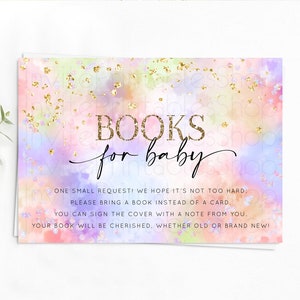 Pastel Books For Baby Card Pastel Rainbow Book Insert Colorful Ombre Watercolor Book Card Confetti Glitter Baby Book Poem Request D10610