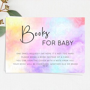 Pastel Books For Baby Card Pastel Rainbow Book Insert Colorful Ombre Watercolor Book Card Confetti Glitter Baby Book Poem Request D10438