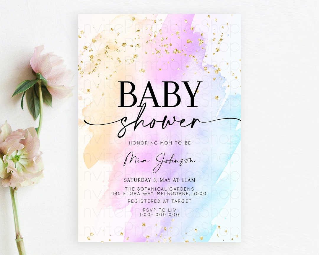 Pastel Baby Shower Invitation Printable