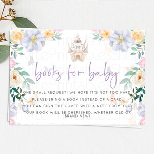 Princess Books For Baby Card Castle Book Card Insert Secret Garden Enchanted Castle Pastel Floral Garden Baby Shower Poem Request D10473