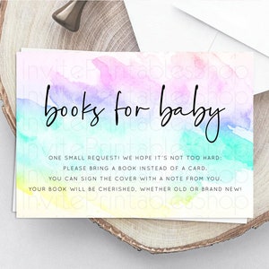 Pastel Books For Baby Card Pastel Rainbow Book Insert Colorful Ombre Watercolor Book Card Confetti Glitter Baby Book Poem Request D10231