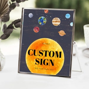 Space Table Sign Decor Galaxy Space Adventure Party First Trip Around the Sun Planets Solar System 1st Birthday Baptism Baby Shower  D10430