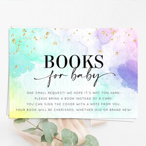 Pastel Books For Baby Card Pastel Rainbow Book Insert Colorful Ombre Watercolor Book Card Confetti Glitter Baby Book Poem Request D10157