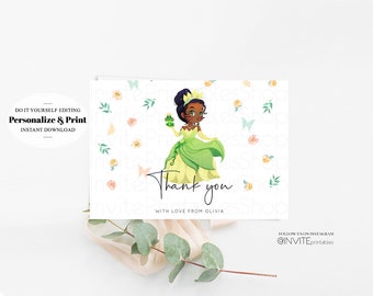 Princess Tiana Thank You Card, Princess Thank You Cards, The Details, Insert Card, Kids Birthday, Baby Shower, Flat Thank You, Postcard