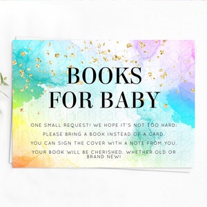 Pastel Books For Baby Card Pastel Rainbow Book Insert Colorful Ombre Watercolor Book Card Confetti Glitter Baby Book Poem Request D10961