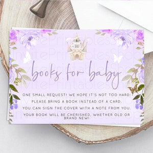 Princess Books For Baby Card Castle Book Card Insert Secret Garden Enchanted Castle Pastel Floral Garden Baby Shower Poem Request D10339