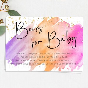 Pastel Books For Baby Card Pastel Rainbow Book Insert Colorful Ombre Watercolor Book Card Confetti Glitter Baby Book Poem Request D10488
