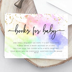 Pastel Books For Baby Card Pastel Rainbow Book Insert Colorful Ombre Watercolor Book Card Confetti Glitter Baby Book Poem Request D10316