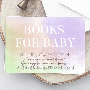Pastel Books For Baby Card Pastel Rainbow Book Insert Colorful Ombre Watercolor Book Card Confetti Glitter Baby Book Poem Request D10371