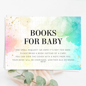 Pastel Books For Baby Card Pastel Rainbow Book Insert Colorful Ombre Watercolor Book Card Confetti Glitter Baby Book Poem Request D10770