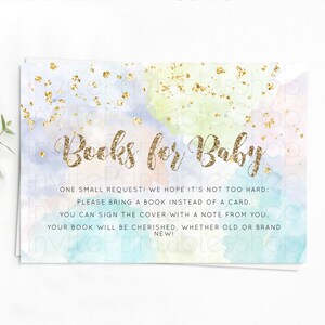 Pastel Books For Baby Card Pastel Rainbow Book Insert Colorful Ombre Watercolor Book Card Confetti Glitter Baby Book Poem Request D10614