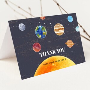 Space Thank You Space Thank You Card First Trip Around the Sun Thank You Card Planets Solar System First Birthday Thank You Cards D10430