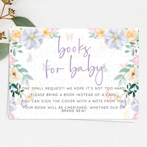 Secret Garden Books For Baby Card Boho Wildflower Book Insert Pastel Flower Garden Baby Shower Card Flower Guests Book Poem Request D10472