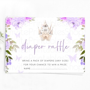 Princess Diaper Raffle Card Castle Diaper Ticket Insert Secret Garden Enchanted Castle Pastel Floral Garden Baby Shower Poem Request D10339