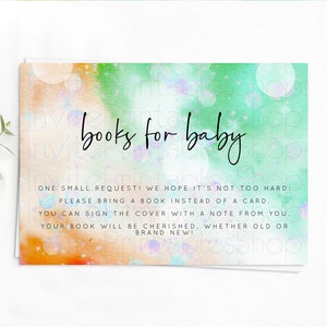 Rainbow Books For Baby Card Pastel Book Insert Colorful Pastel Watercolor Ombre Book Card Iridescent Sprinkles Book Poem Request D10691