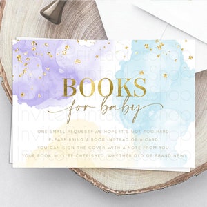 Pastel Books For Baby Card Pastel Rainbow Book Insert Colorful Ombre Watercolor Book Card Confetti Glitter Baby Book Poem Request D10206