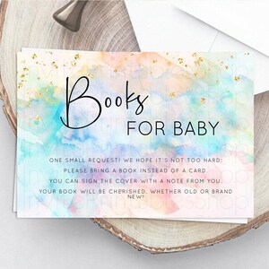 Pastel Books For Baby Card Pastel Rainbow Book Insert Colorful Ombre Watercolor Book Card Confetti Glitter Baby Book Poem Request D10266