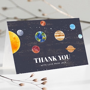 Space Thank You Space Thank You Card First Trip Around the Sun Thank You Card Planets Solar System First Birthday Thank You Cards D10144