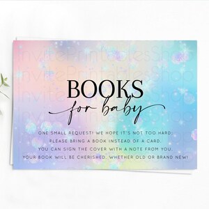 Rainbow Books For Baby Card Pastel Book Insert Colorful Pastel Watercolor Ombre Book Card Iridescent Sprinkles Book Poem Request D10665