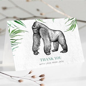 Gorilla Danke Gorilla Karte Wild One tropisch Safari Dschungel Zoo Party Faltbare Karte Zelt flach Postkarte Detail Einlegekarte Geburtstag p284