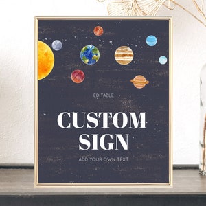 Space Table Sign Decor Galaxy Space Adventure Party First Trip Around the Sun Planets Solar System 1st Birthday Baptism Baby Shower  D10144