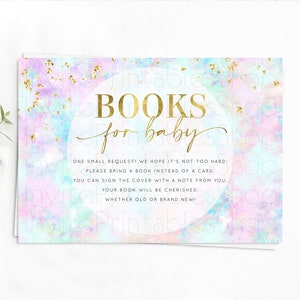 Pastel Books For Baby Card Pastel Rainbow Book Insert Colorful Ombre Watercolor Book Card Confetti Glitter Baby Book Poem Request D10652