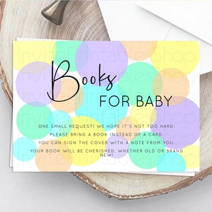 Rainbow Books For Baby Card Pastel Sprinkles Book Insert Pastel Rainbow Confetti Book Card Colorful Bubbles Pastel Book Poem Request D10412