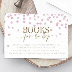 Pastel Star Books For Baby Card Shooting Star Book Insert Twinkle Little Star Book Card Rainbow Confetti Guests Book Poem Request D10344