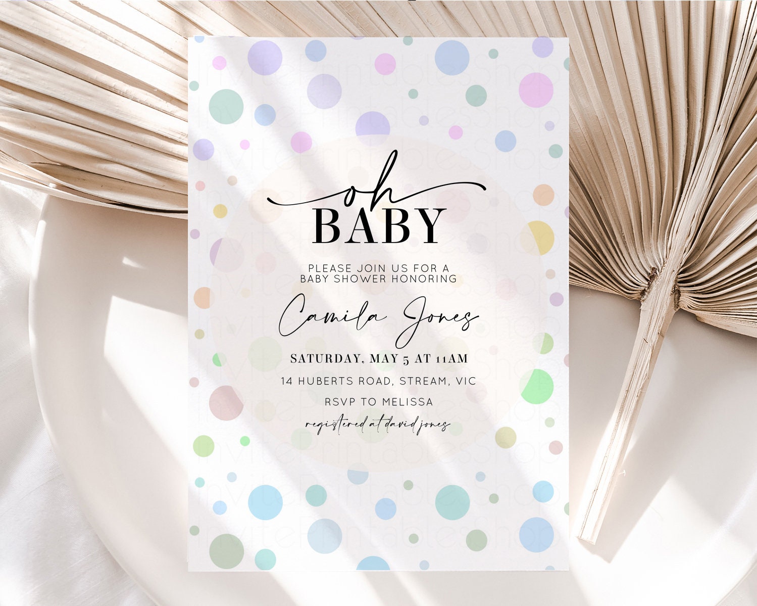 Pastel Baby Shower Invitation Rainbow Confetti Baby Shower | Etsy