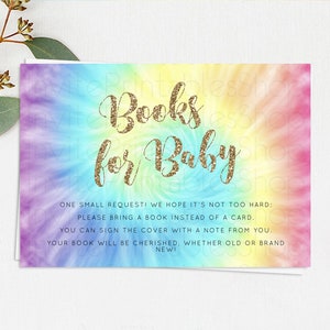 Tie Dye Books For Baby Card Rainbow Tie Dye Book Insert Pastel Rainbow Watercolor Book Card Tie Dye Colors Guests Book Poem Request D10580
