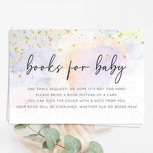 Pastel Books For Baby Card Pastel Rainbow Book Insert Colorful Ombre Watercolor Book Card Confetti Glitter Baby Book Poem Request D10769