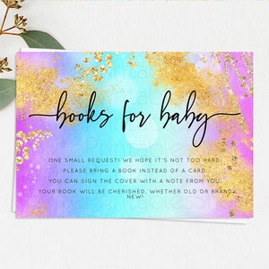 Pastel Books For Baby Card Pastel Rainbow Book Insert Colorful Ombre Watercolor Book Card Confetti Glitter Baby Book Poem Request D10564