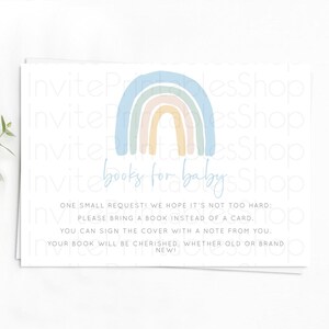 Pastel Rainbow Books For Baby Card Boho Rainbow Book Insert Boho Rainbow Book Card Pastel Watercolor Baby Shower Book Poem Request D10200