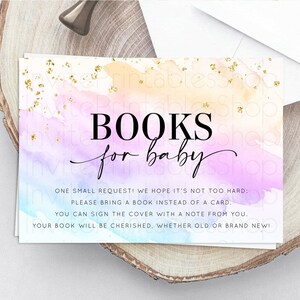 Pastel Books For Baby Card Pastel Rainbow Book Insert Colorful Ombre Watercolor Book Card Confetti Glitter Baby Book Poem Request D10175