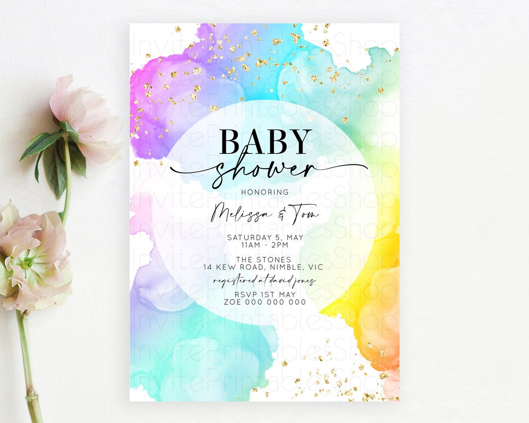 Pastel Baby Shower Invitation Rainbow Baby Shower Invitation - Etsy