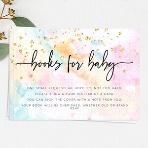 Pastel Books For Baby Card Pastel Rainbow Book Insert Colorful Ombre Watercolor Book Card Confetti Glitter Baby Book Poem Request D10548