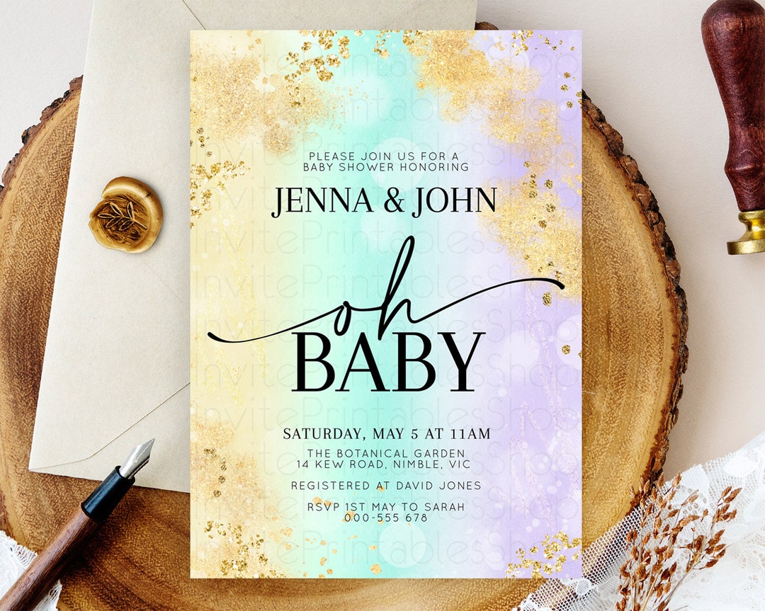 Pastel Baby Shower Invitation Rainbow Baby Shower Invitation - Etsy