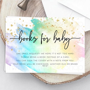 Pastel Books For Baby Card Pastel Rainbow Book Insert Colorful Ombre Watercolor Book Card Confetti Glitter Baby Book Poem Request D10256