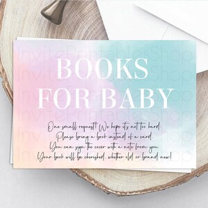 Pastel Books For Baby Card Pastel Rainbow Book Insert Colorful Ombre Watercolor Book Card Confetti Glitter Baby Book Poem Request D10375