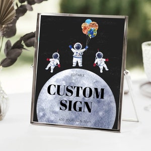 Space Table Sign Decor Galaxy Space Adventure Party First Trip Around the Sun Planets Solar System 1st Birthday Baptism Baby Shower  D10430