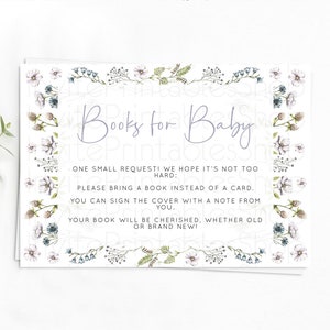 Secret Garden Books For Baby Card Boho Wildflower Book Insert Pastel Flower Garden Baby Shower Card Flower Guests Book Poem Request D10603