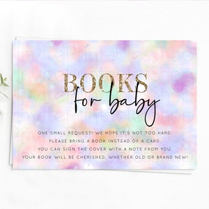 Pastel Books For Baby Card Pastel Rainbow Book Insert Colorful Ombre Watercolor Book Card Confetti Glitter Baby Book Poem Request D10697