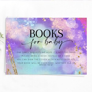 Rainbow Books For Baby Card Pastel Book Insert Colorful Pastel Watercolor Ombre Book Card Iridescent Sprinkles Book Poem Request D10680