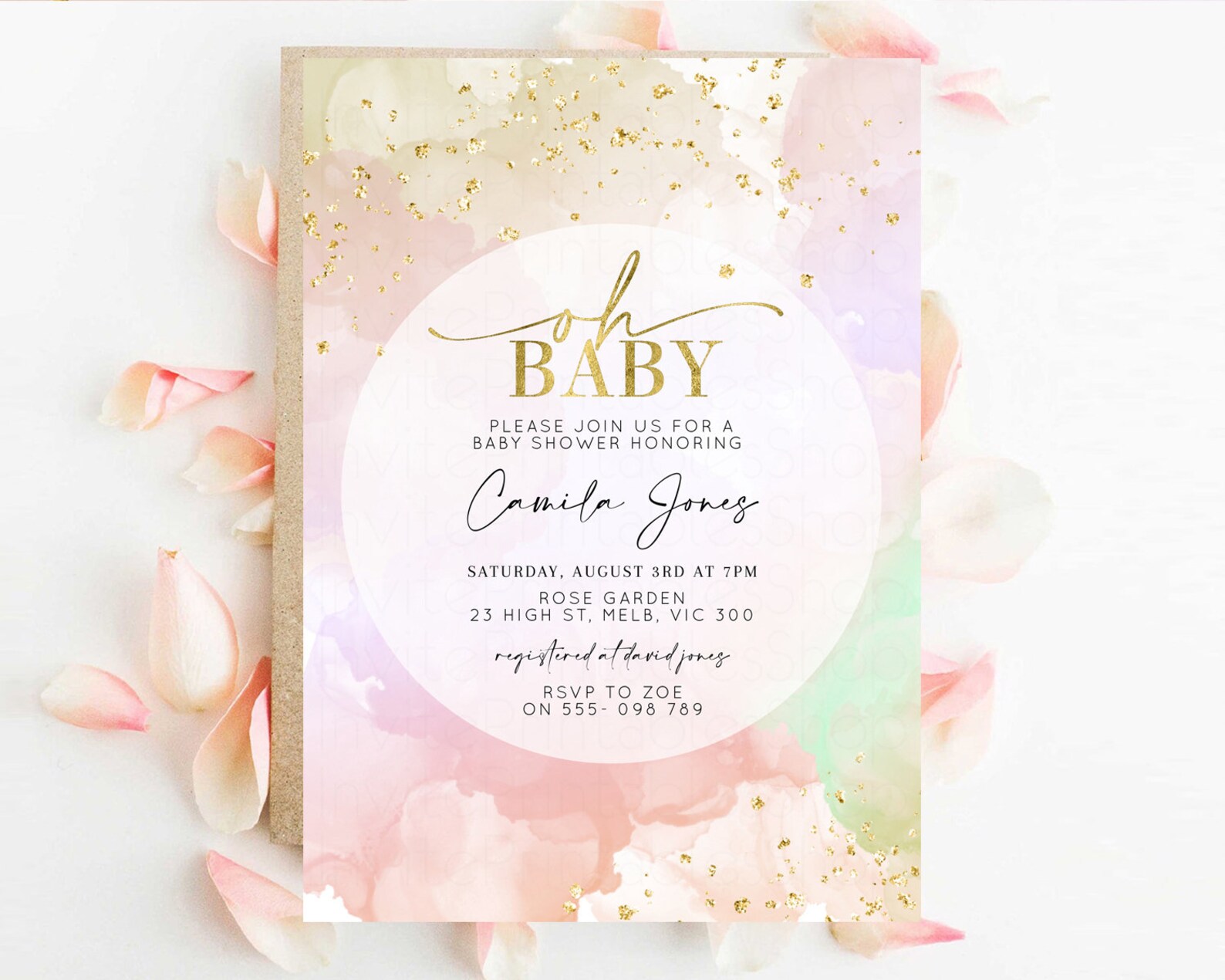 Pastel Baby Shower Invitation Rainbow Baby Shower Invitation | Etsy