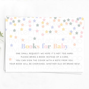 Pastel Star Books For Baby Card Shooting Star Book Insert Twinkle Little Star Book Card Rainbow Confetti Guests Book Poem Request D10795