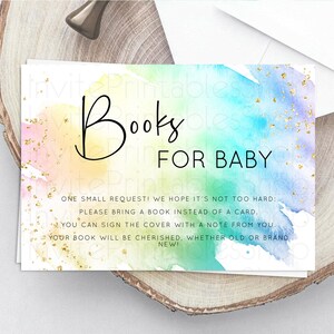 Pastel Books For Baby Card Pastel Rainbow Book Insert Colorful Ombre Watercolor Book Card Confetti Glitter Baby Book Poem Request D10279
