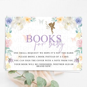 Fairy Books For Baby Card Fairy Book Insert Enchanted Garden Fairy Book Card Pastel Floral Butterfly Cards Secret Garden Book Poem D10761