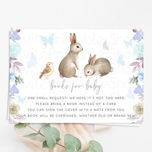 Bunny Books For Baby Card Floral Bunny Book Insert Pastel Flowers Woodland Bunny Book Card Forest Bunny Baby Book Poem Request D10927