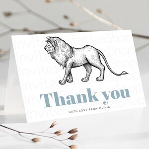 Lion Thank You Lion Thank You Card Lion Party Birthday Thank You Card Safari Lion Cards Dried Palm Fern Lion Teacher Thank You Cards D10246