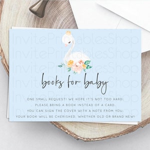 Swan Books For Baby Card Swan Princess Ballet Book Insert Enchanted Swan Lake Book Card Secret Garden Floral Book Poem Request D10903